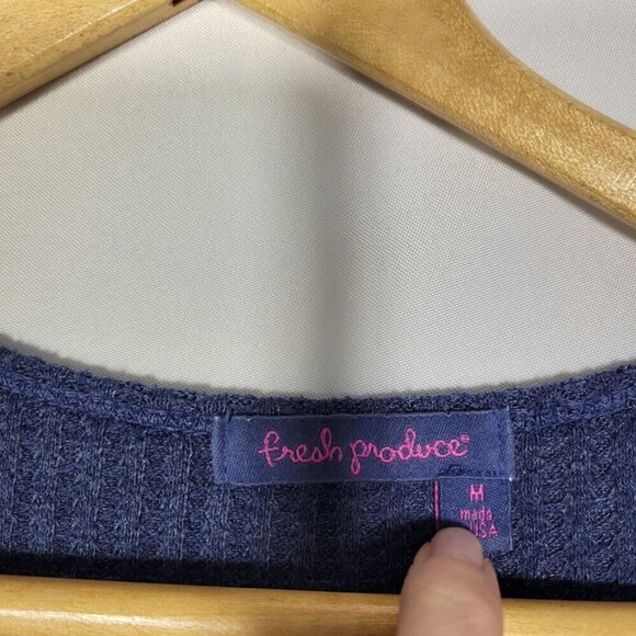 Fresh Produce Women's Long Line Waffle Texture Navy Tunic Blouse Size M - Picture 7 of 10